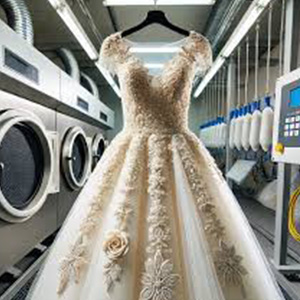 Wedding gown cleaning service in Lekki, Ajah Lagos with careful fabric handling